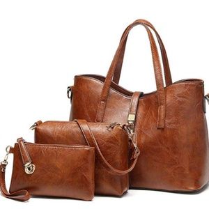 PURSE SET 3 ITEMS - BROWN